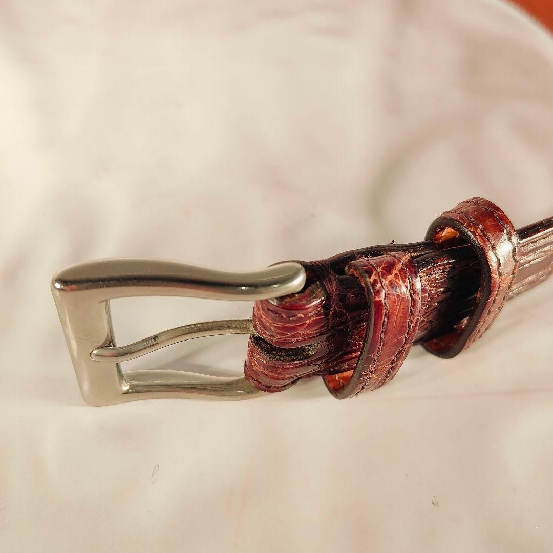 【Vintage】イタリア製　ワニ革　高級クロコダイルドレスベルト 本革 正規品