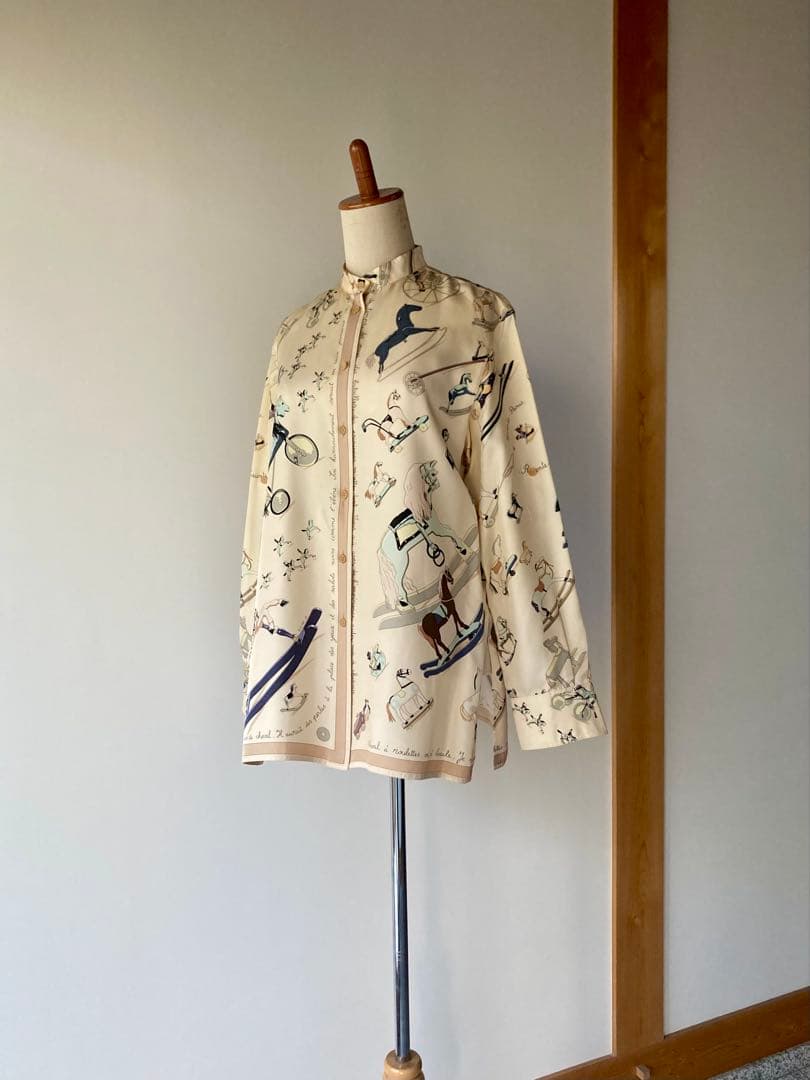 HERMES ロゴシャツブラウス　マルジェラ期 『お馬の話をして』クリーニング済