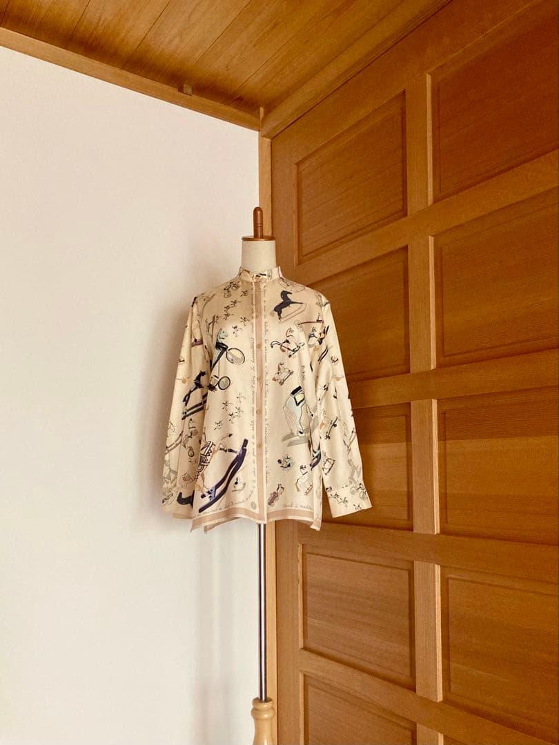 HERMES ロゴシャツブラウス　マルジェラ期 『お馬の話をして』クリーニング済