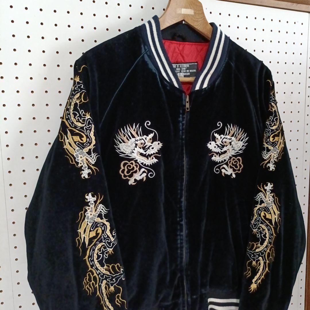 初期JUNGLE STORM 別珍 スーベニアジャケット スカジャン ブラック