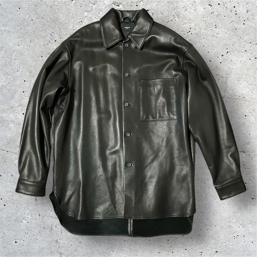 【EDIFICE】シープスキンレザー/シャツジャケット/Lサイズ