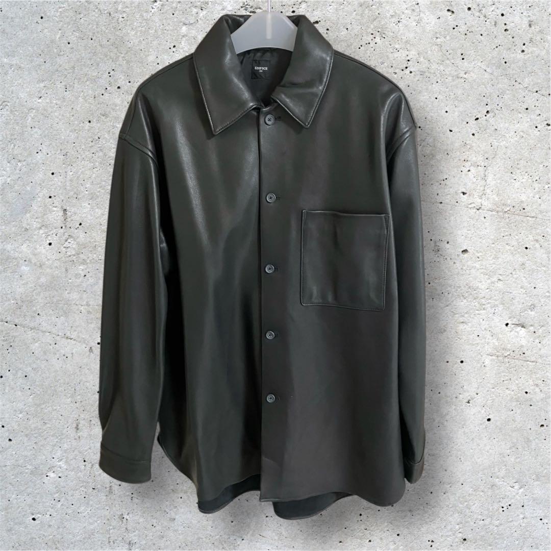 【EDIFICE】シープスキンレザー/シャツジャケット/Lサイズ