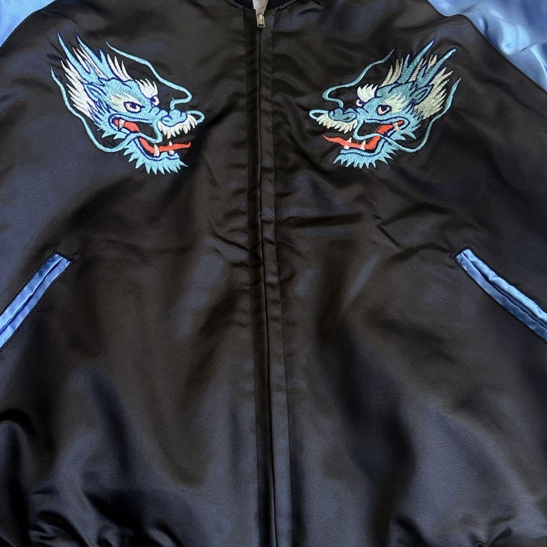 【希少】ファースト商会　スカジャン ブルードラゴン 美品　刺繍 サテン