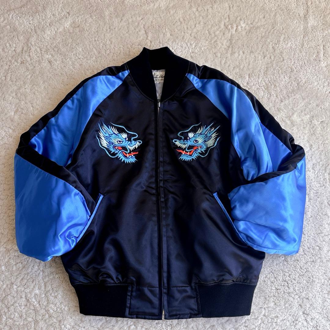 【希少】ファースト商会　スカジャン ブルードラゴン 美品　刺繍 サテン