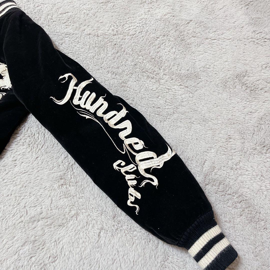 【HUNDREDCLUB】スカジャン 龍刺繍 ベロア (2) ドラゴン 黒