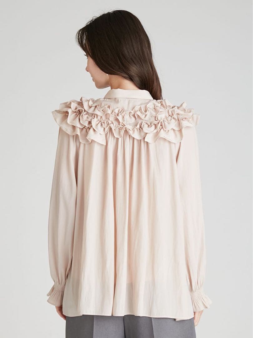 【新品未使用】CELFORD♪フリルヨークシャツカラーブラウス LPNK