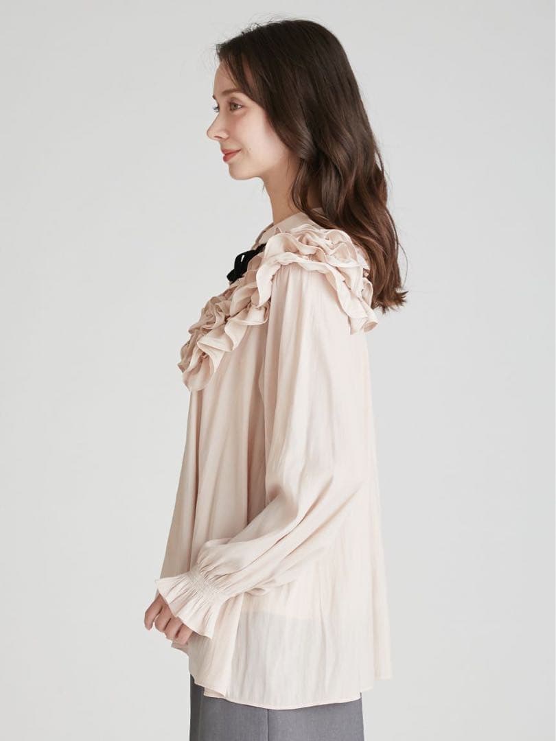 【新品未使用】CELFORD♪フリルヨークシャツカラーブラウス LPNK