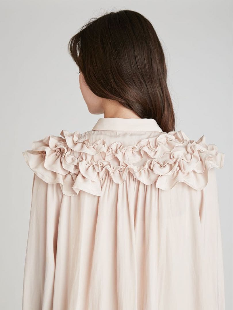 【新品未使用】CELFORD♪フリルヨークシャツカラーブラウス LPNK