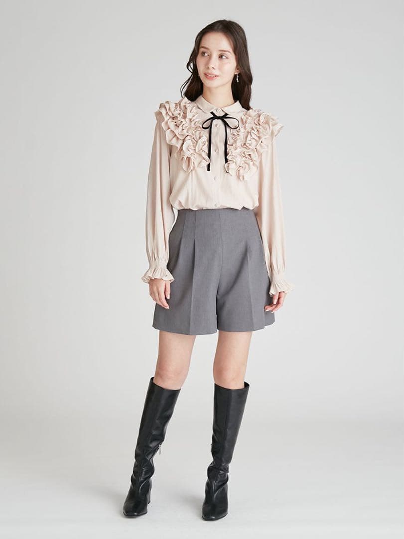 【新品未使用】CELFORD♪フリルヨークシャツカラーブラウス LPNK