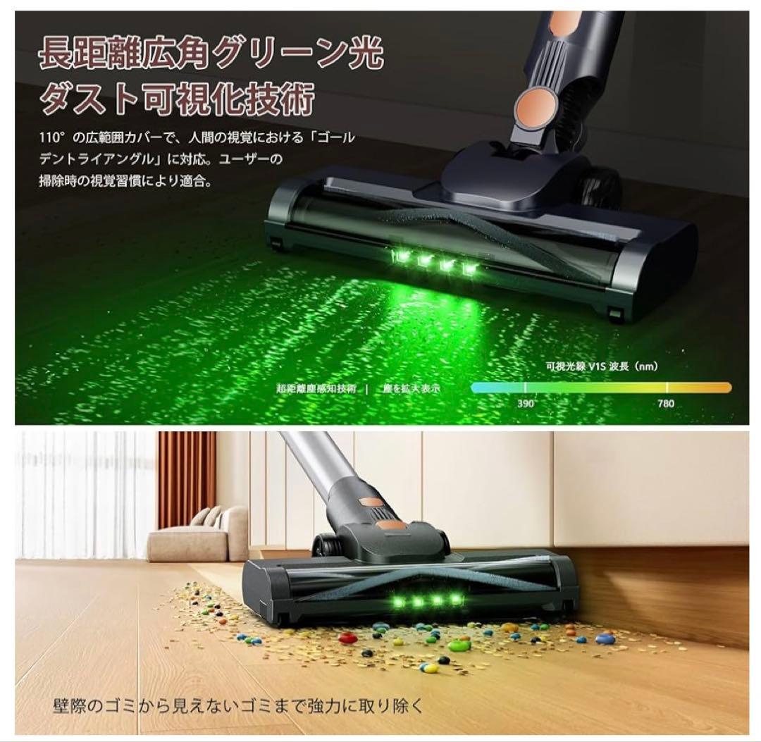 掃除機 コードレス 超強力吸引 LEDライト 置くだけ充電　最軽量 自立式