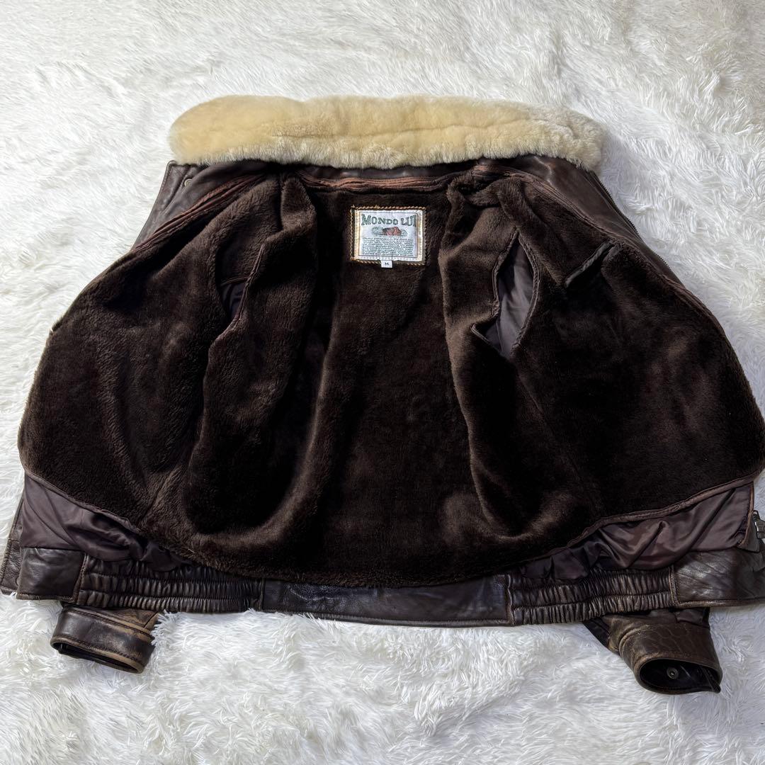 【90s】G-1 フライトレザージャケット M ムートン襟ボア・ライナー付き完品