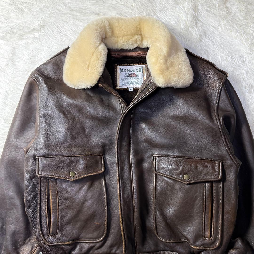 【90s】G-1 フライトレザージャケット M ムートン襟ボア・ライナー付き完品