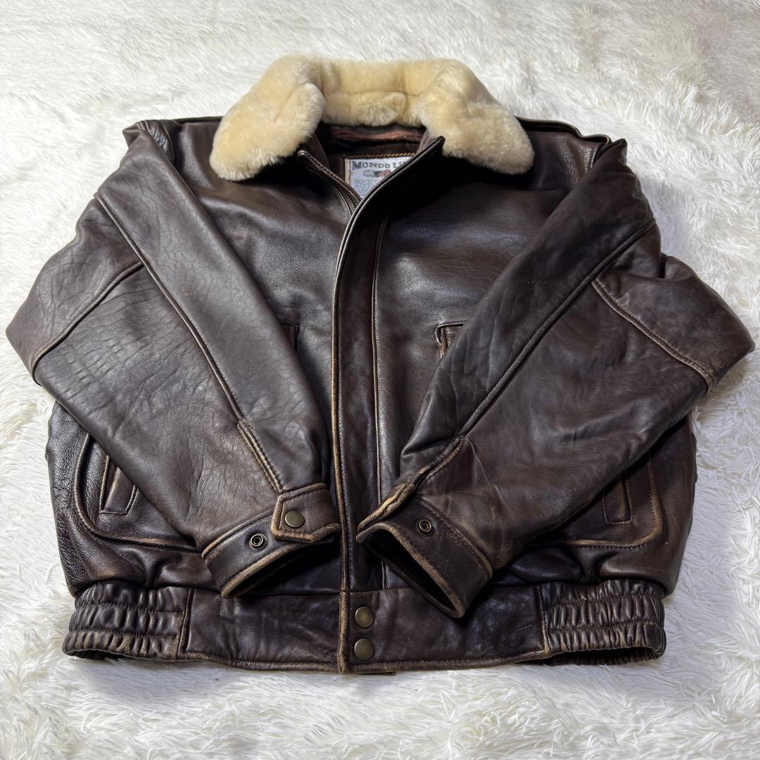 【90s】G-1 フライトレザージャケット M ムートン襟ボア・ライナー付き完品