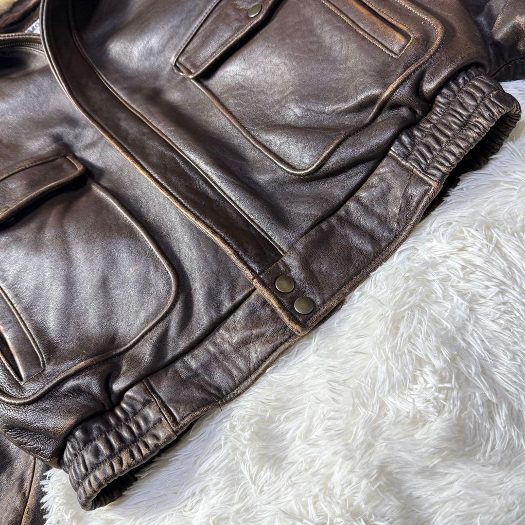 【90s】G-1 フライトレザージャケット M ムートン襟ボア・ライナー付き完品