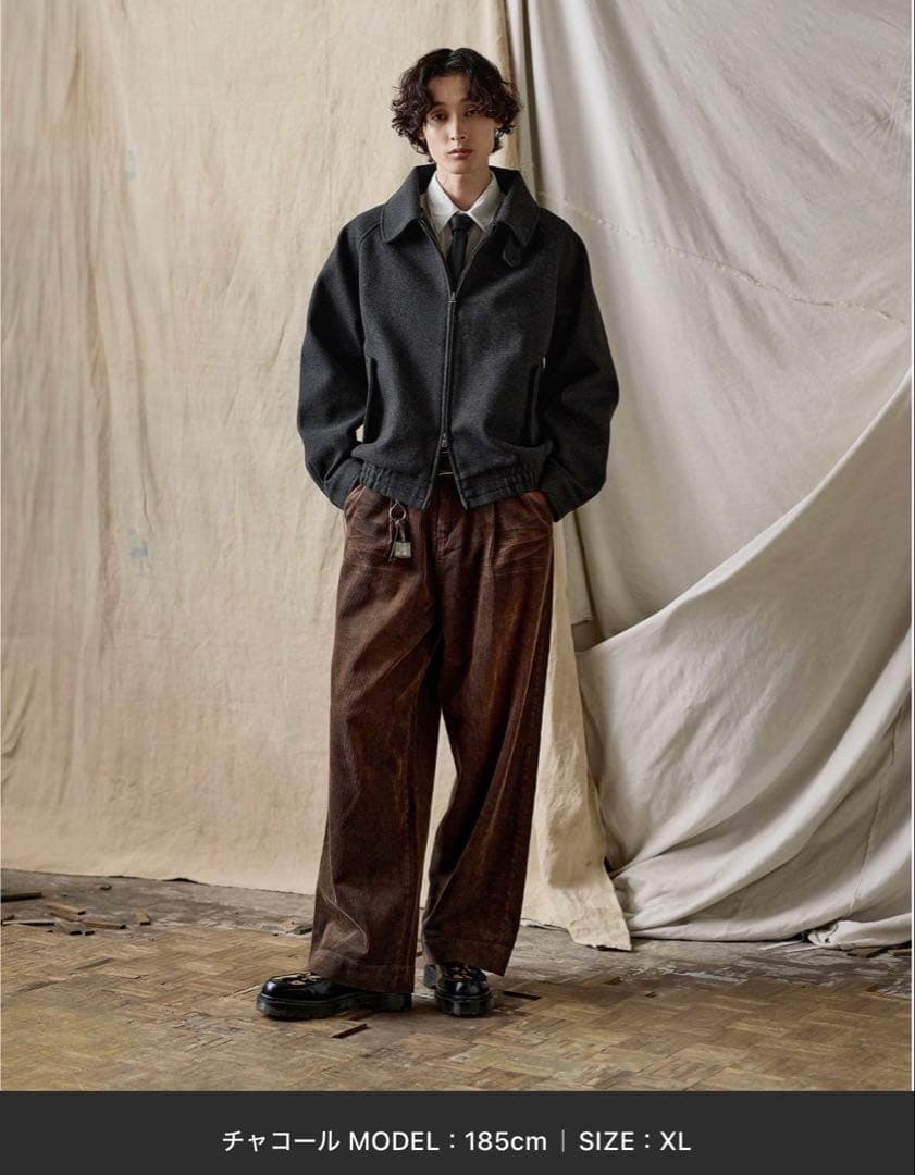 bleme ダブルジップ メルトンハリントンジャケット チンストラップ付き