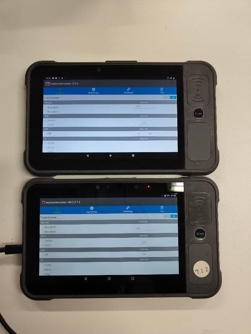 業務用バーコードスキャナー付きAndroid9と7.1 LTE 2台 動作品