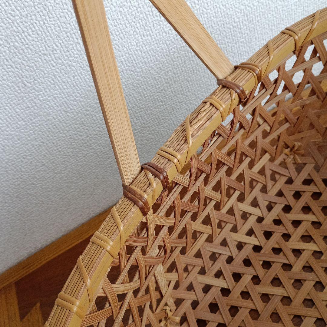 竹製籠　宮崎　作家物　竹細工　バスケット　大きめかご　天然素材　亀甲　クラフト
