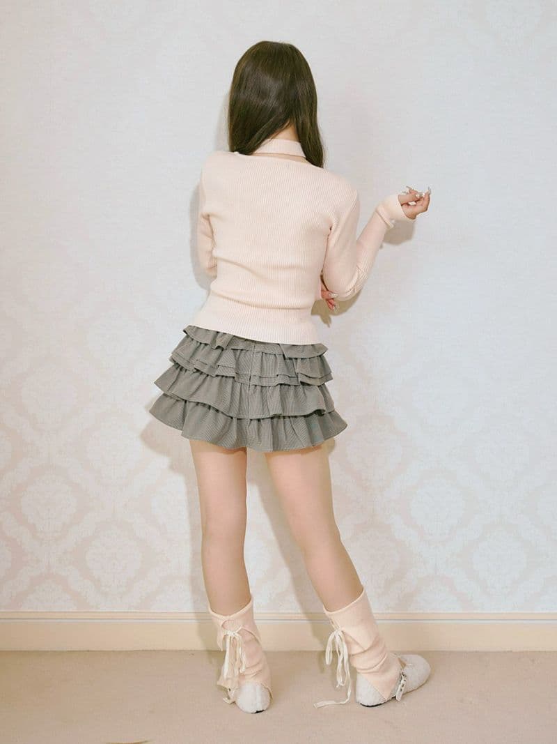 BUBBLES チョーカーボタンニットトップス