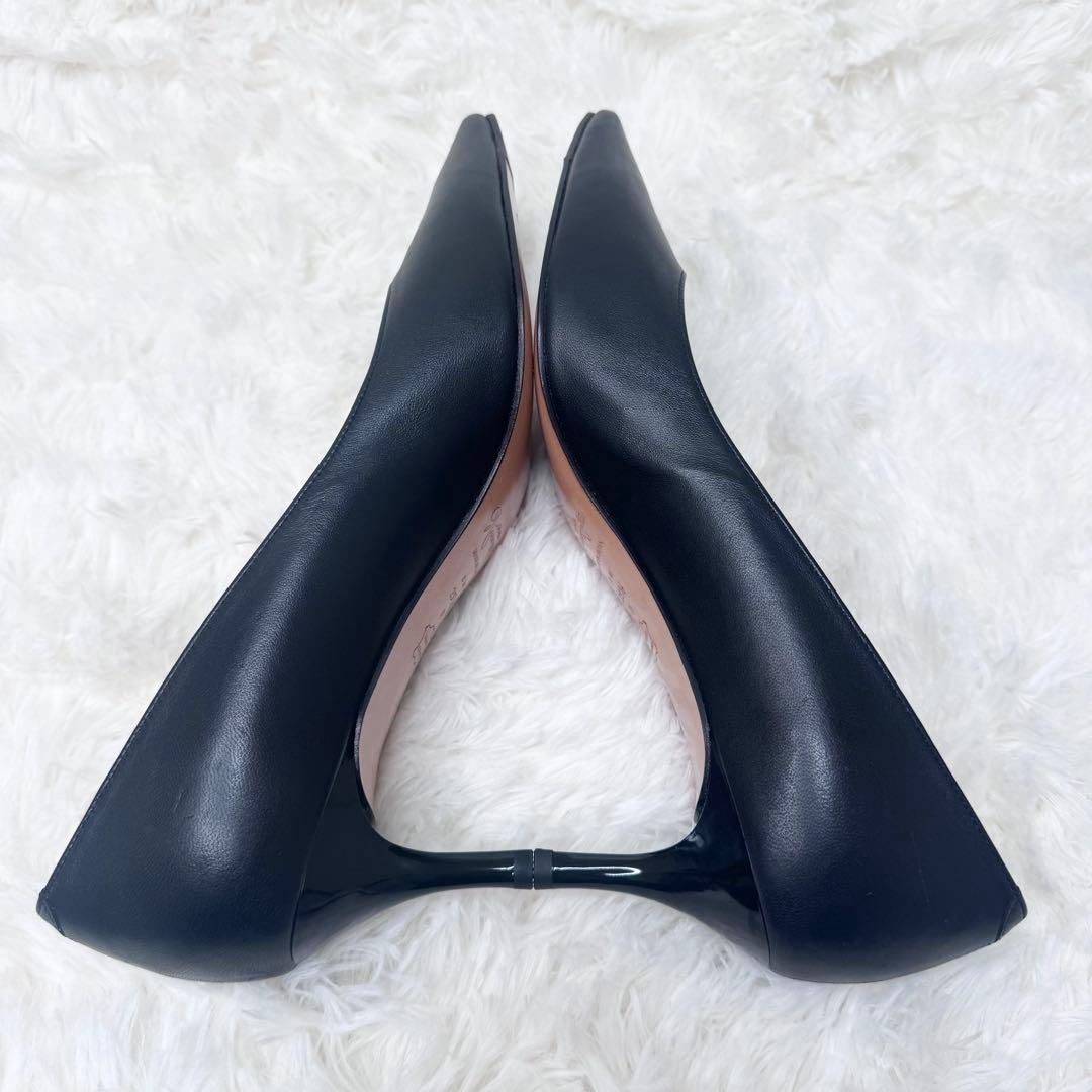 【新品】銀座かねまつ レザー パンプス ブラック 25.5 ポインテッドトゥ