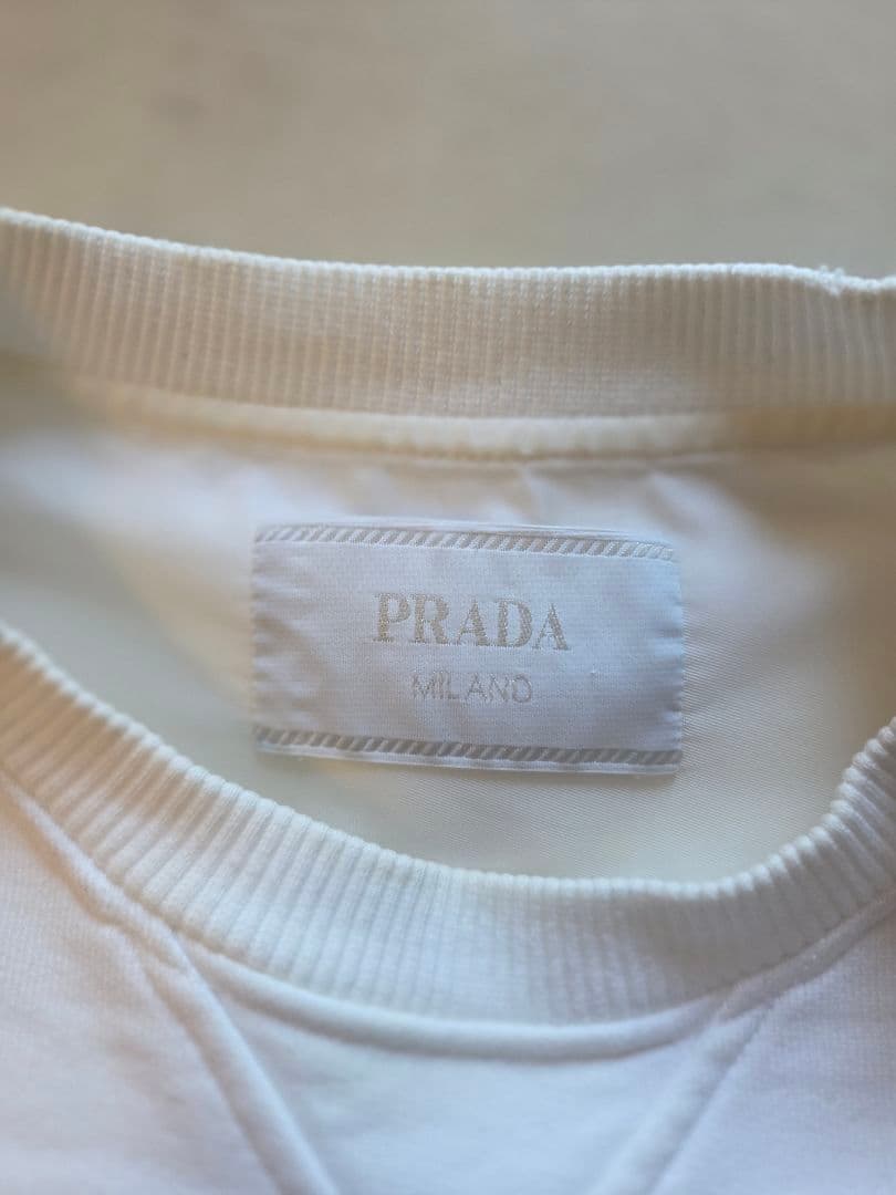 PRADA プラダ ロゴプリント ホワイト スウェット トレーナー　Ｌ白