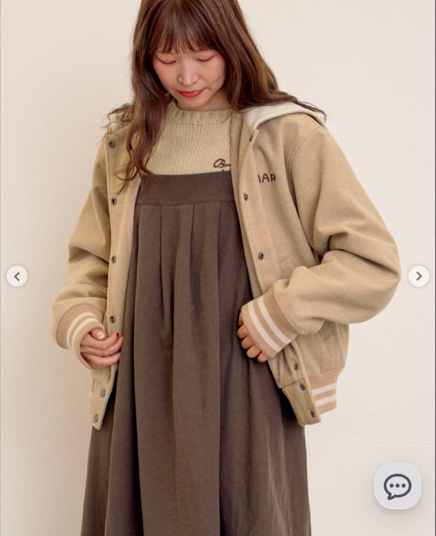 新品タグ付き　サマンサモスモス　ウール混セーラーカラー2WAY刺繍スタジャン　茶