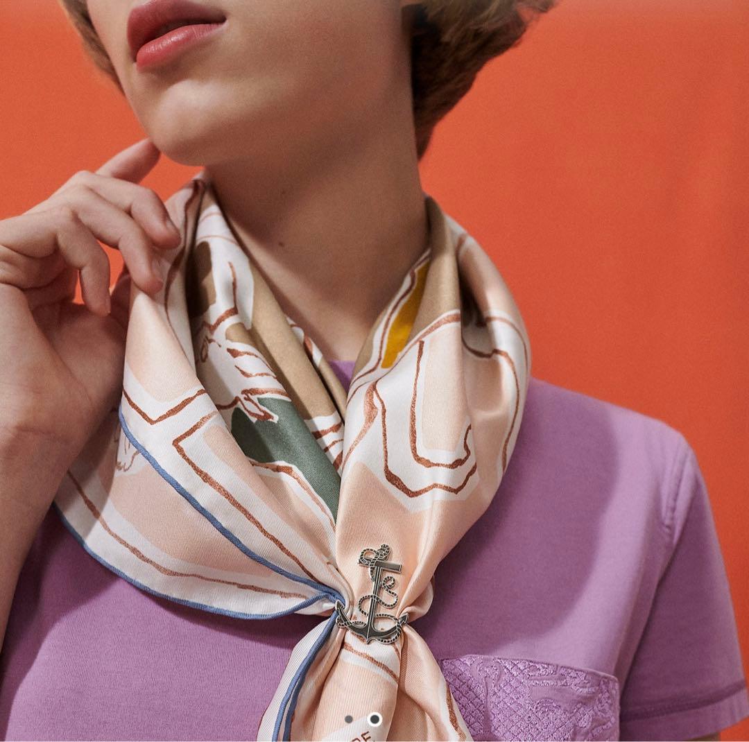 エルメス　スカーフリング　Ancre Marine scarf 70 ring