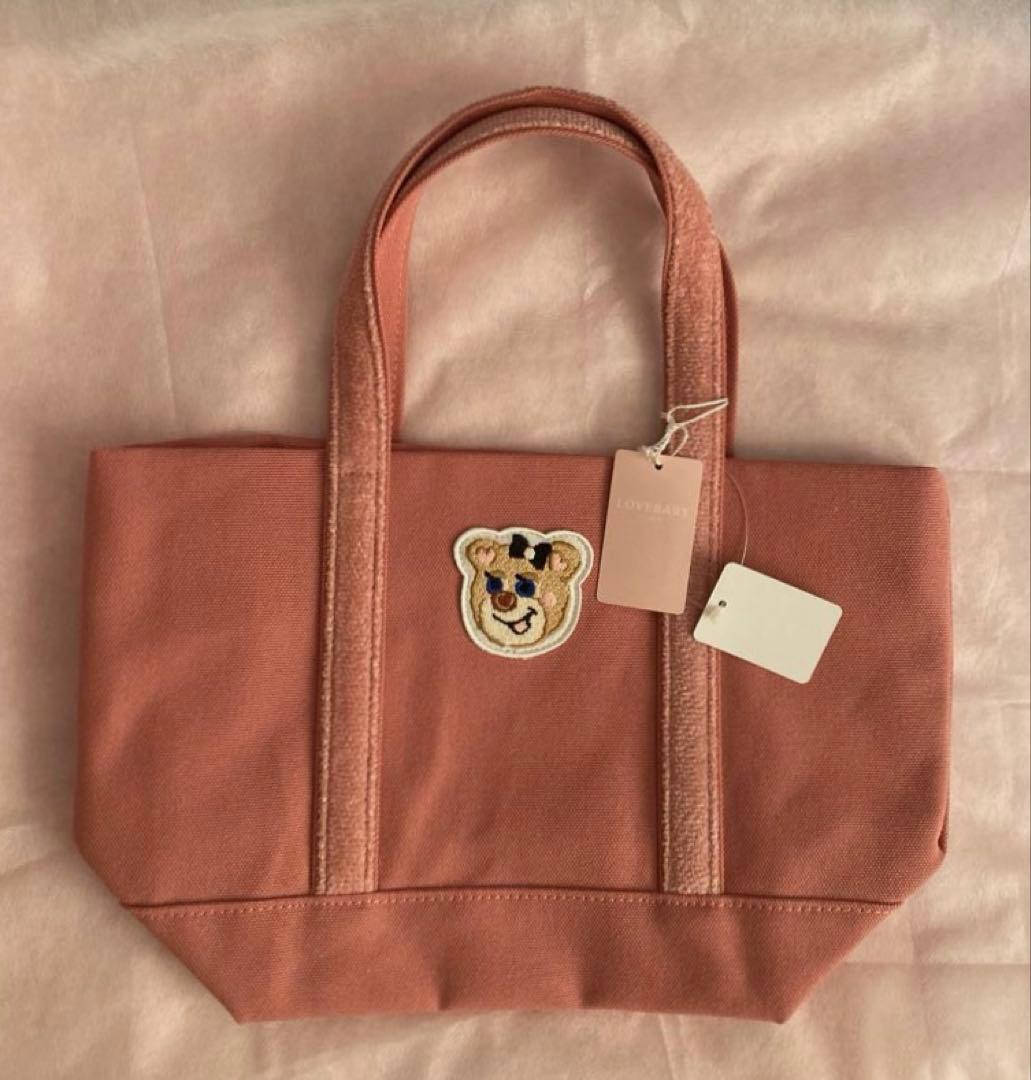 オールドテディガール ワッペントートバッグ ピンク【小】