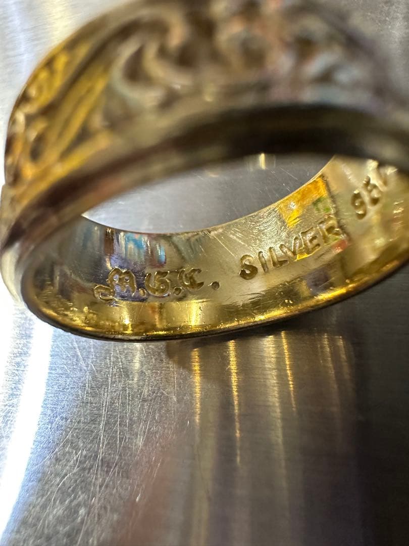 MGC SILVER 950 アラベスクリング 希少 ゴールドカラー