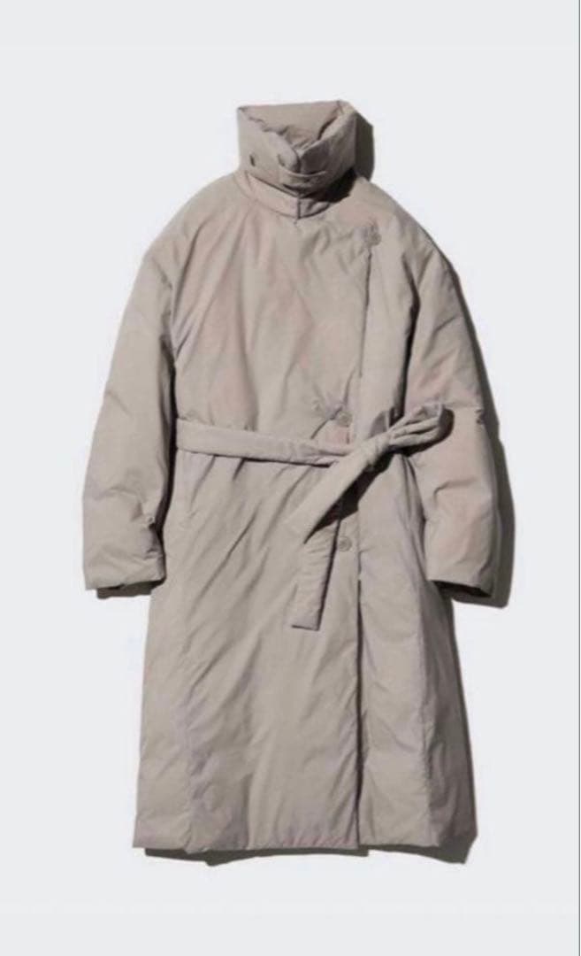 未使用◇UNIQLO ベージュベルテッド ロングコート L オシャレ