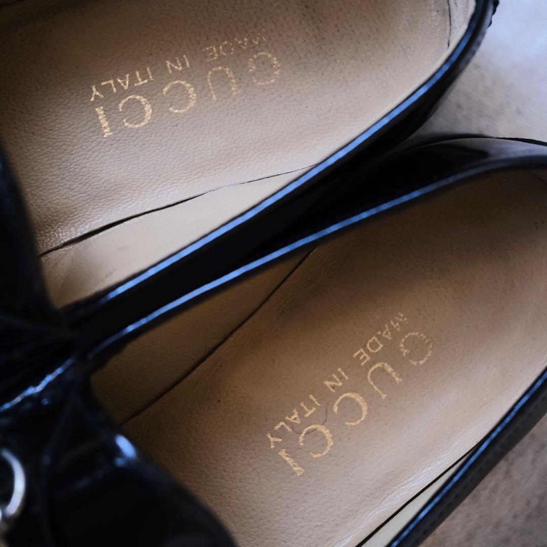 GUCCI グッチ ブラックパテントホースビットローファー35C