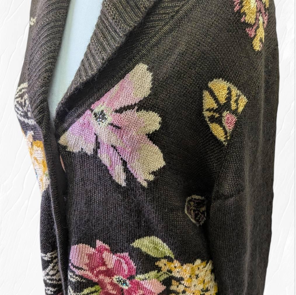 【美品】LEONARD レオナール カーディガン ブラウン 花柄 ＬＬ