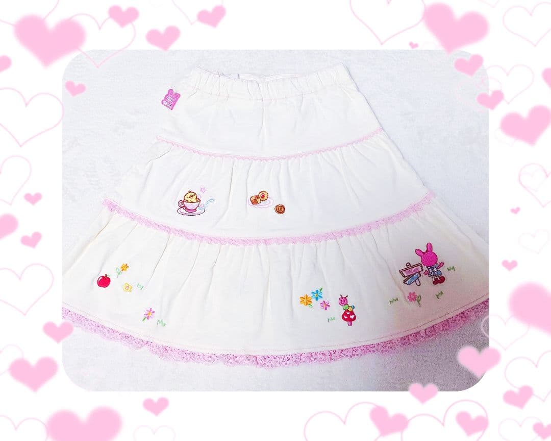 ❤メゾピアノ❤ミミポポ✨みみぽぽ✨フレアスカート✨平成レトロ❤アイボリー❤