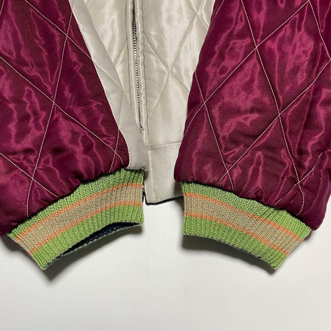 美品/XL！テーラー東洋　別珍　スカジャン　虎　鷹　サテン　ベロア　大きいサイズ