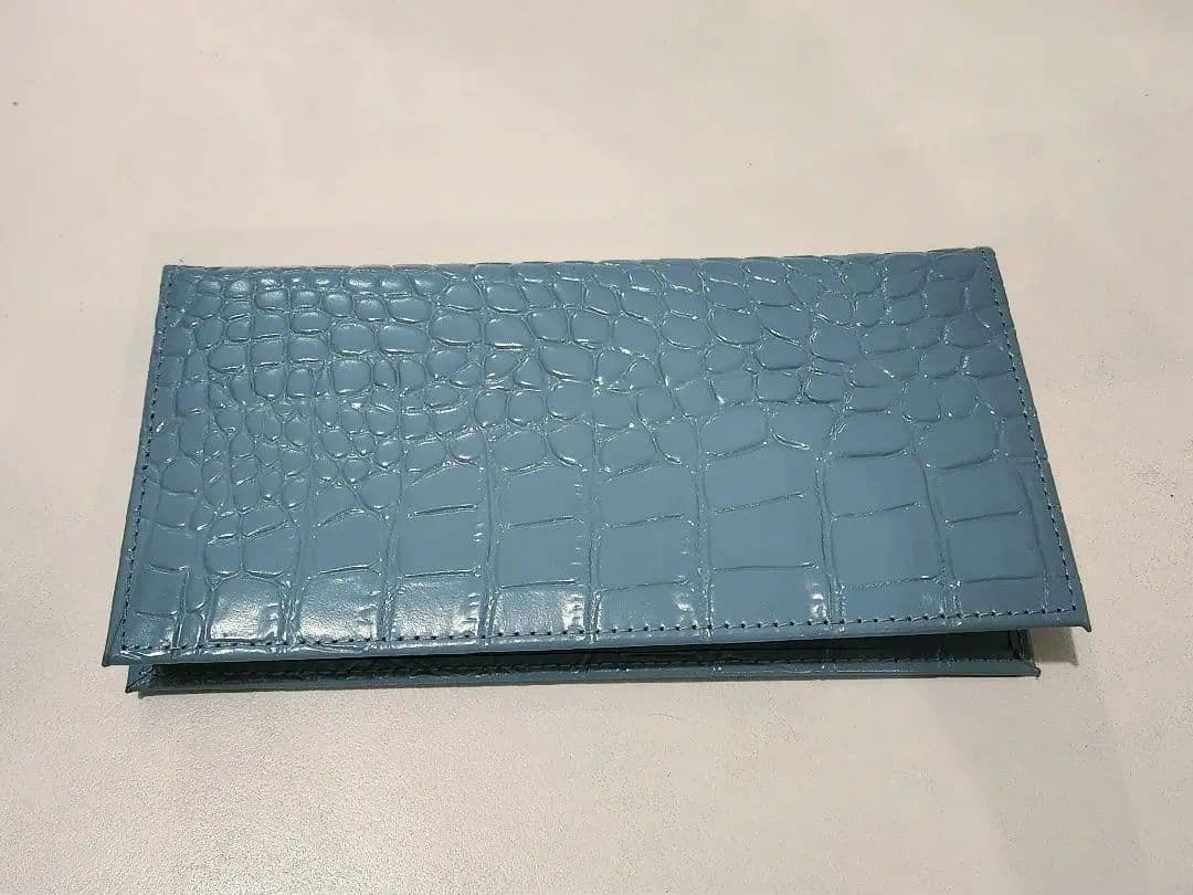 皇居 財布 長財布 クロコダイル 青