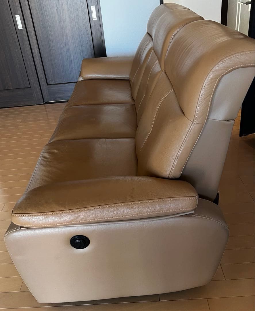 【IDC大塚家具】電動リクライニングソファ(3人掛け レザー セミオーダー品