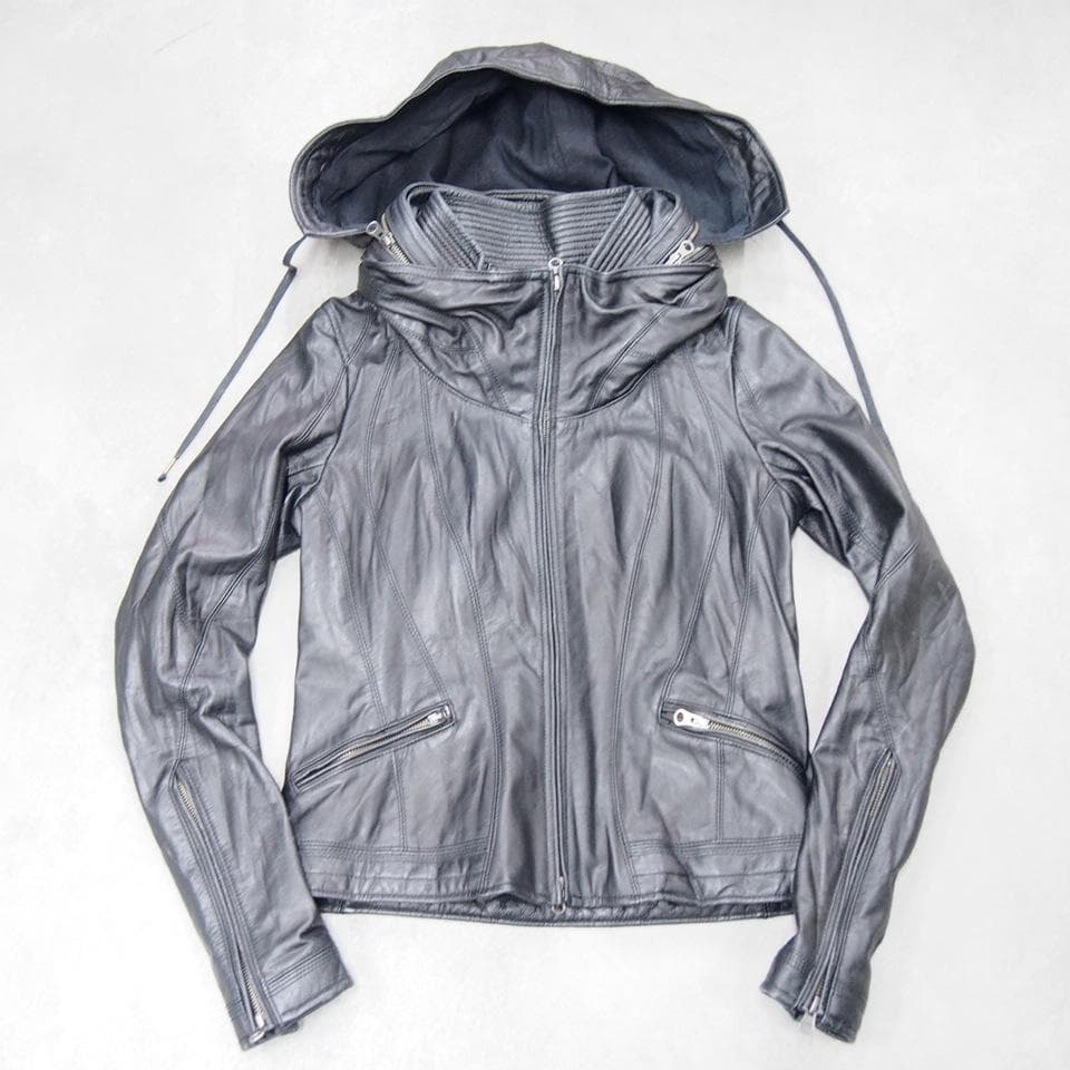 goa ゴア 本革 フードイン リアルゴートレザーライダースジャケット F