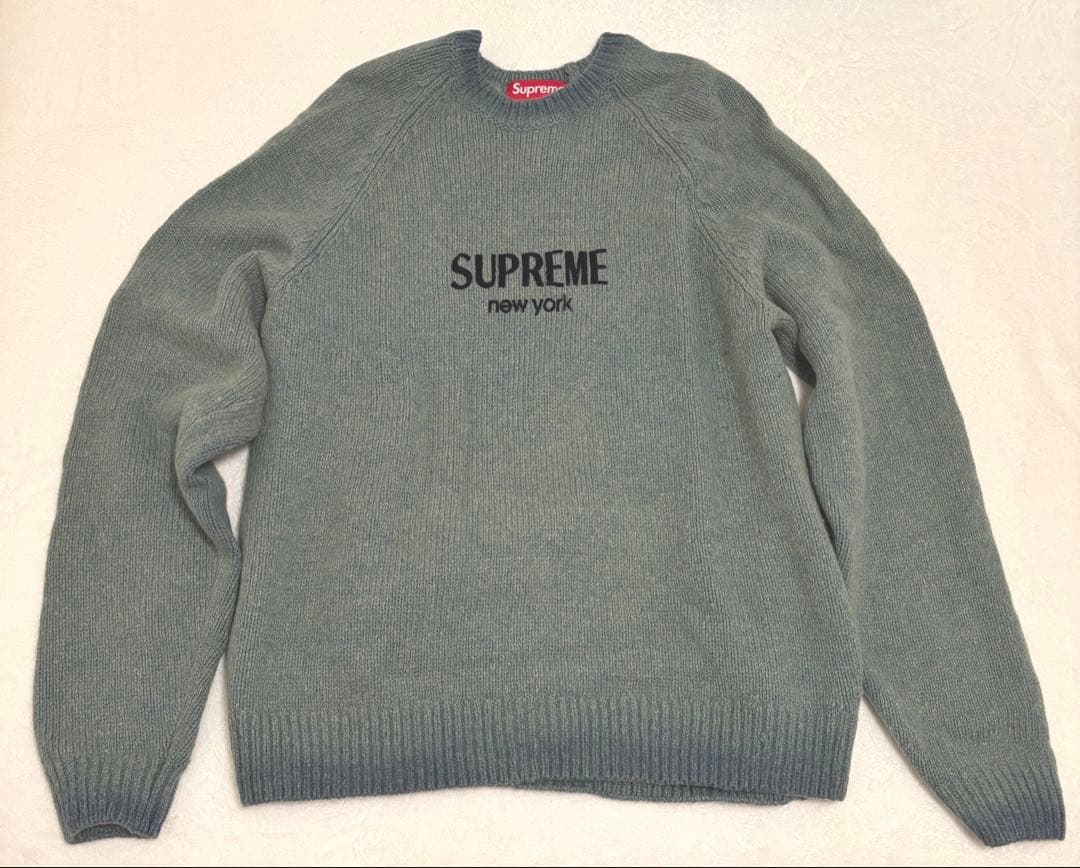 supreme flocked logo sweater Sサイズ