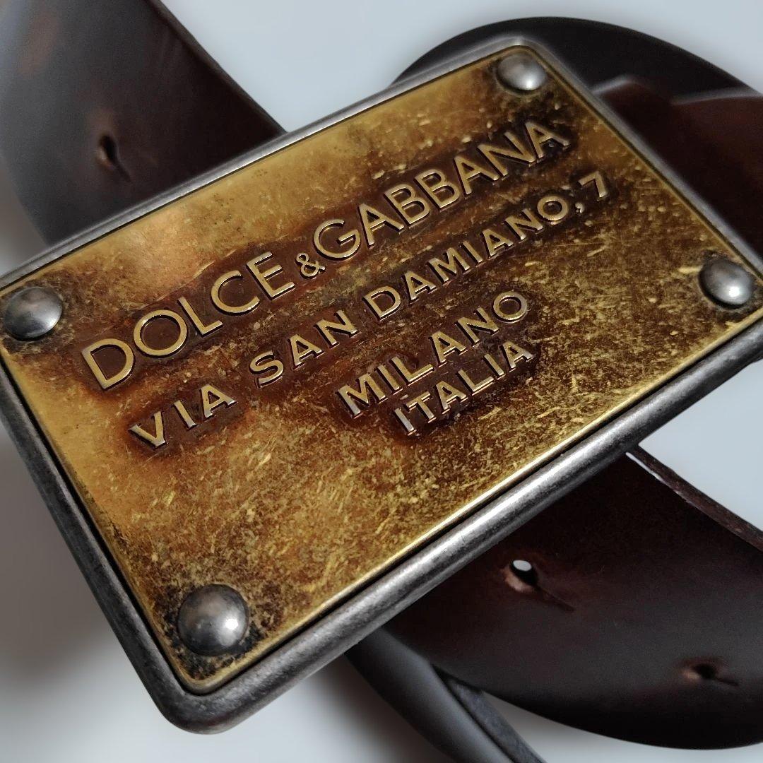 DOLCE & GABBANA レザー ベルト ブラウン