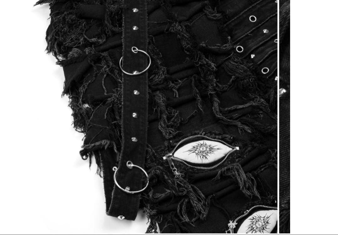 ディストレストカーゴパンツ ブラック