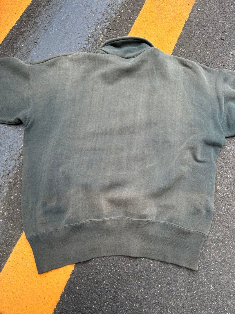 トップス 50s half zip sweat fade green