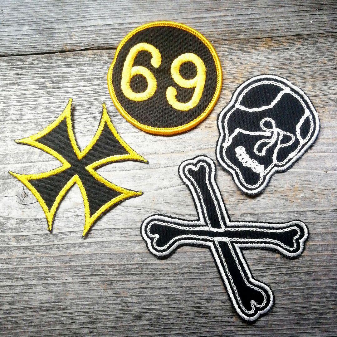 ビンテージ　アイアン　クロス　69 スカル　CXTXM ワッペン　バイカー
