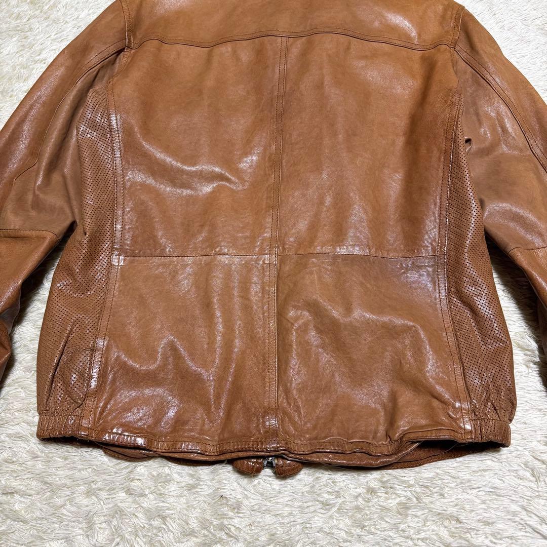 セオリー　レザージャケット　シングルライダース　パンチング　ダブルジップ　M相当