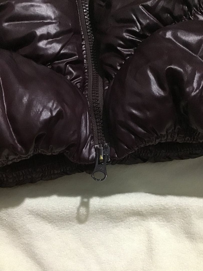 ★old GAP★Y2K 平成 光沢 ファー ダウンベスト ダークパープル