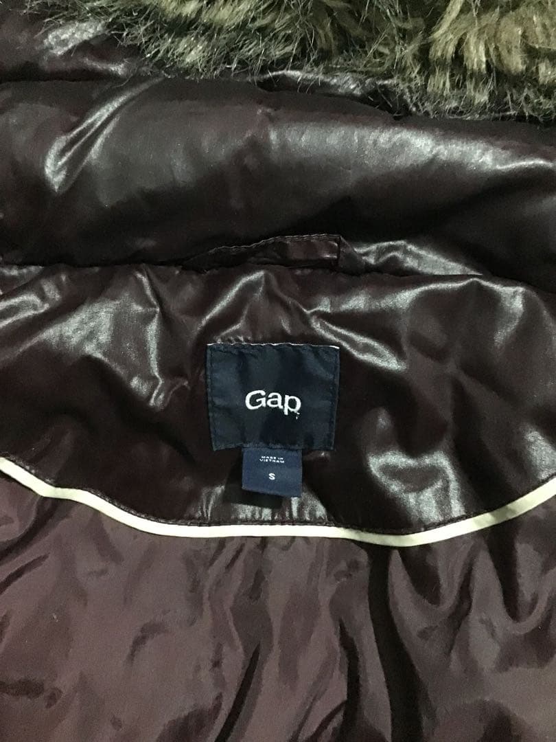 ★old GAP★Y2K 平成 光沢 ファー ダウンベスト ダークパープル