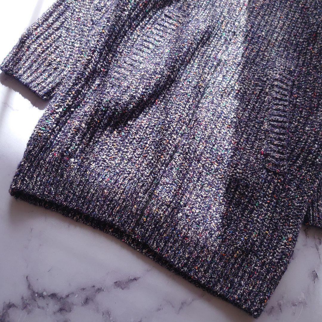 21AW レリアン ロングカーディガン ニット ジップアップ フード 紺 9 M