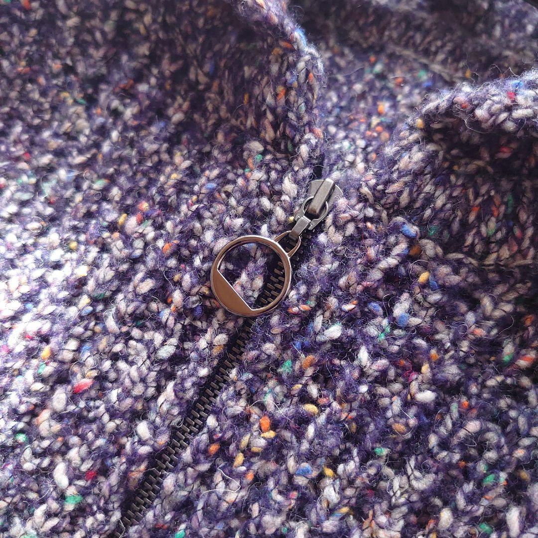 21AW レリアン ロングカーディガン ニット ジップアップ フード 紺 9 M