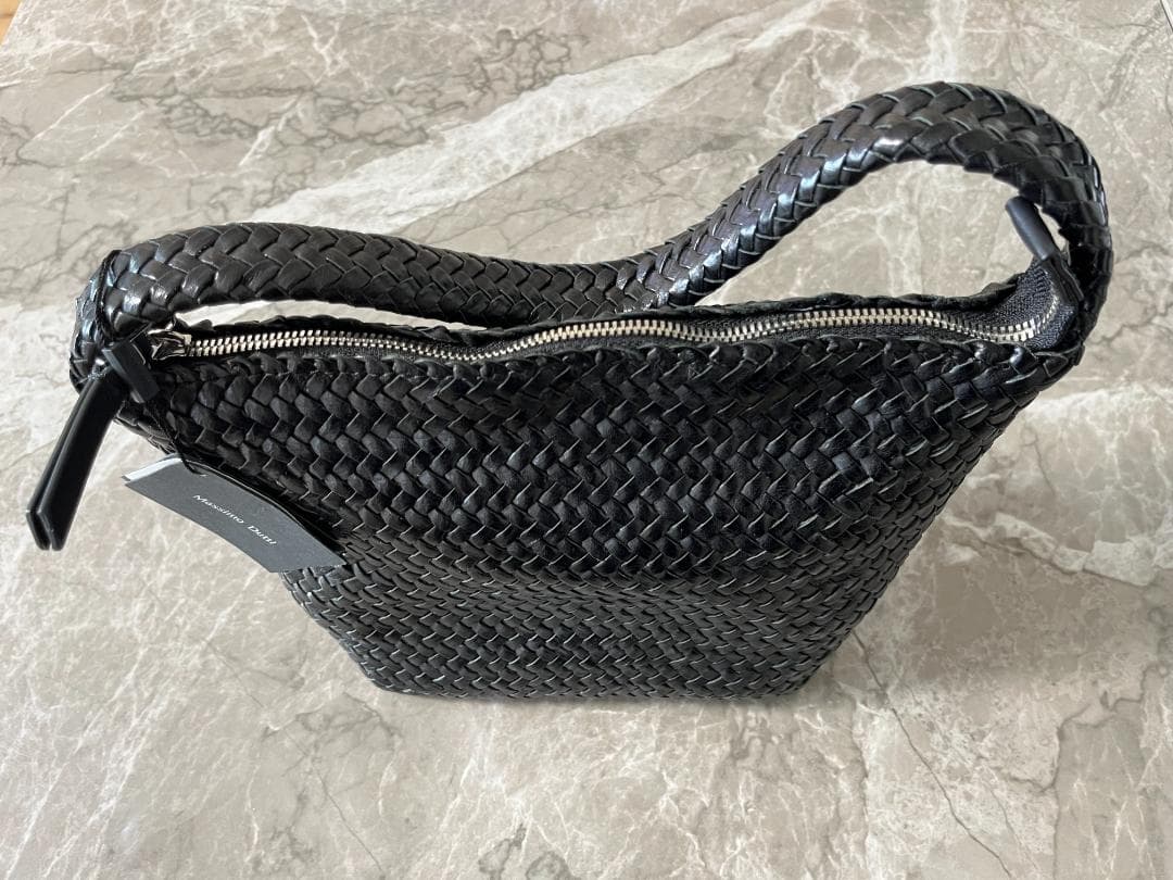 Massimo Dutti 編み込みレザーバッグ ブラック