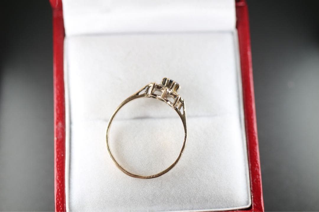 絶品 英国 ビンテージ レディース ゴールド 指輪 サファイア ダイヤ J146