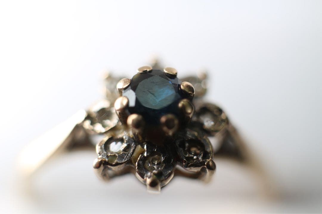 絶品 英国 ビンテージ レディース ゴールド 指輪 サファイア ダイヤ J146