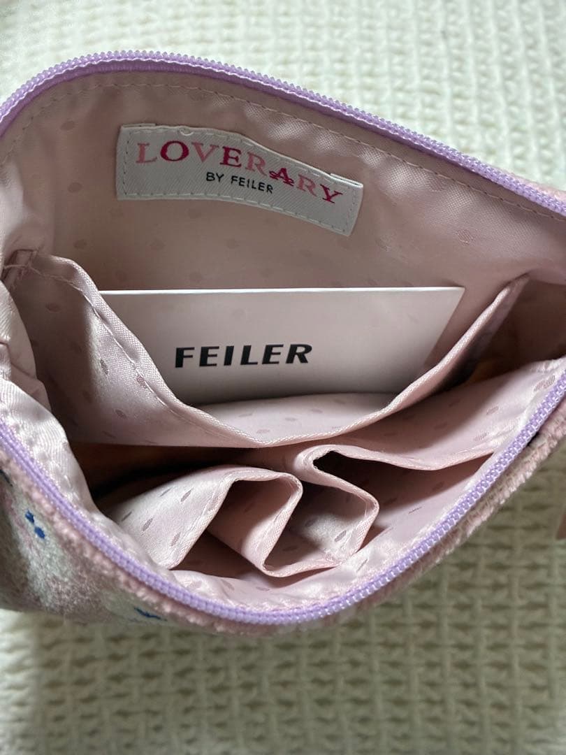 新品タグ付き FEILER LOVERARY モフモフネコチャン 舟形ポーチM